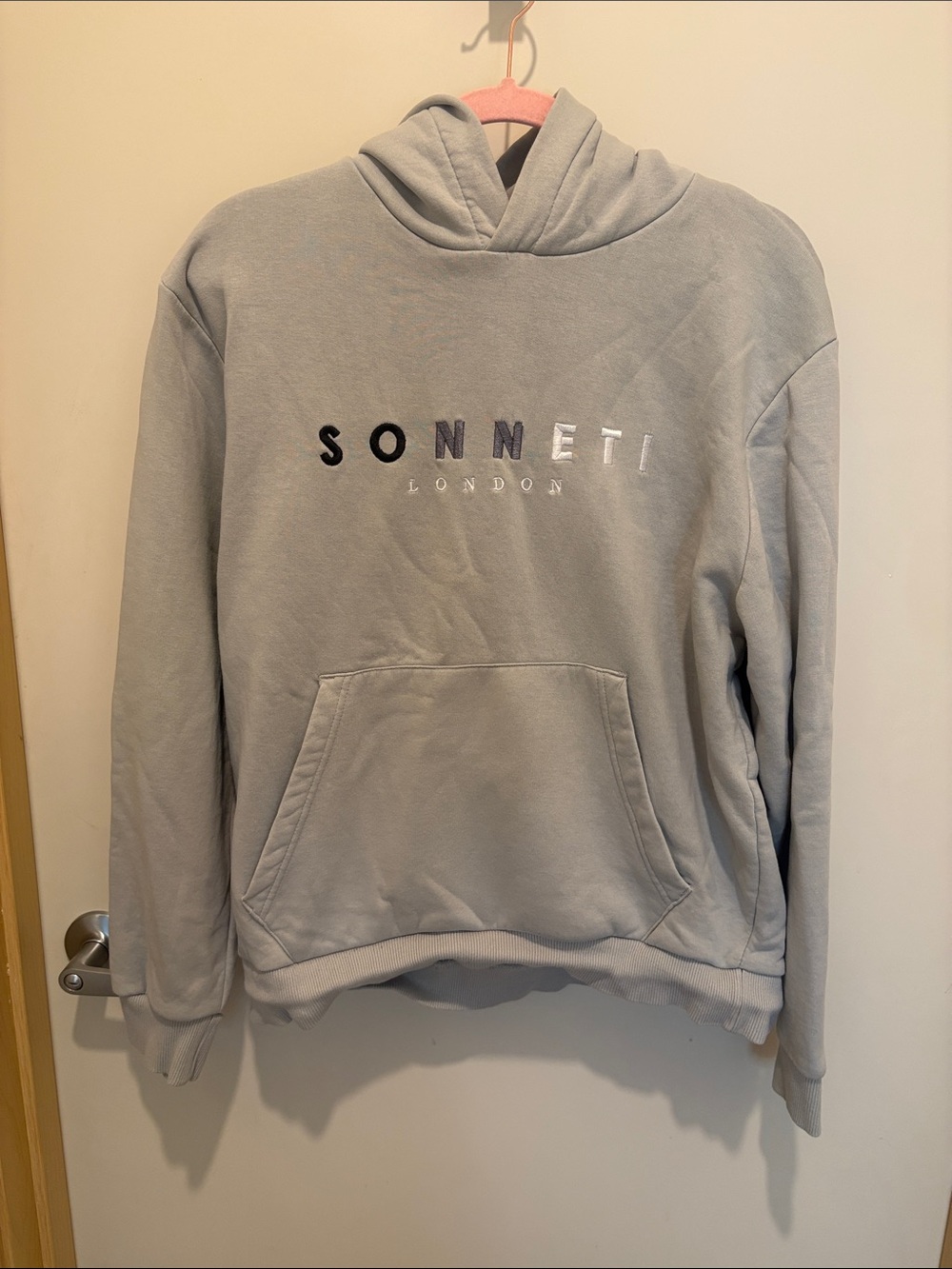 London Men's Light Gray Hoodie Sweatshirt